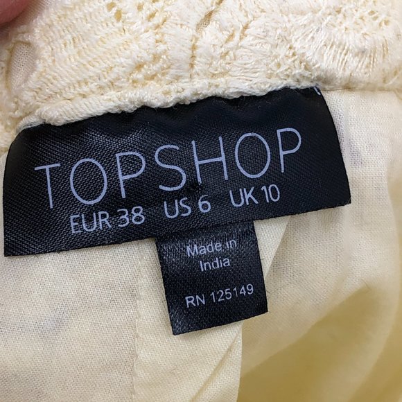 Topshop Pale Yellow Floral Lace Skirt Knee Length size 6 - Picture 3 of 16